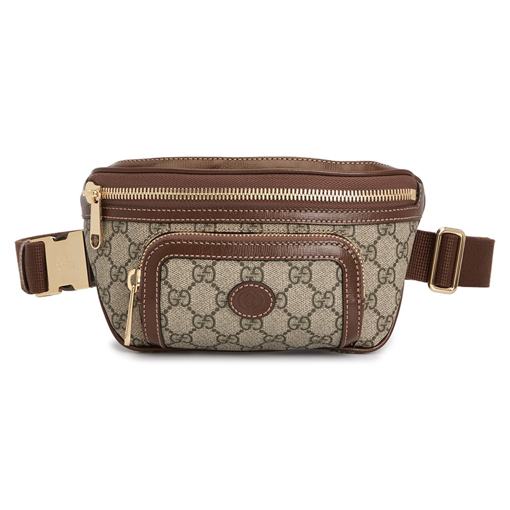 【GUCCI 古馳】682933新款Retro系列GG Supreme帆布胸腰包 (棕色90CM)