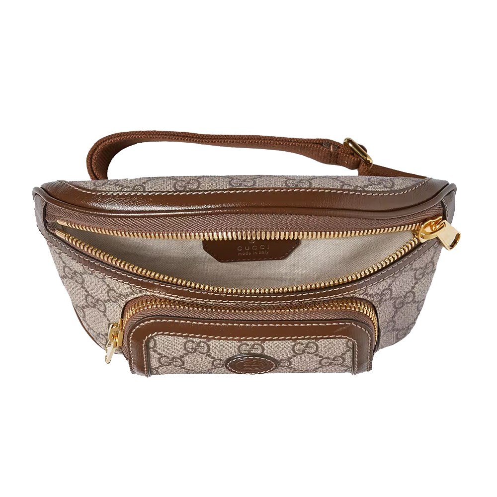 【GUCCI 古馳】682933新款Retro系列GG Supreme帆布胸腰包 (棕色90CM)