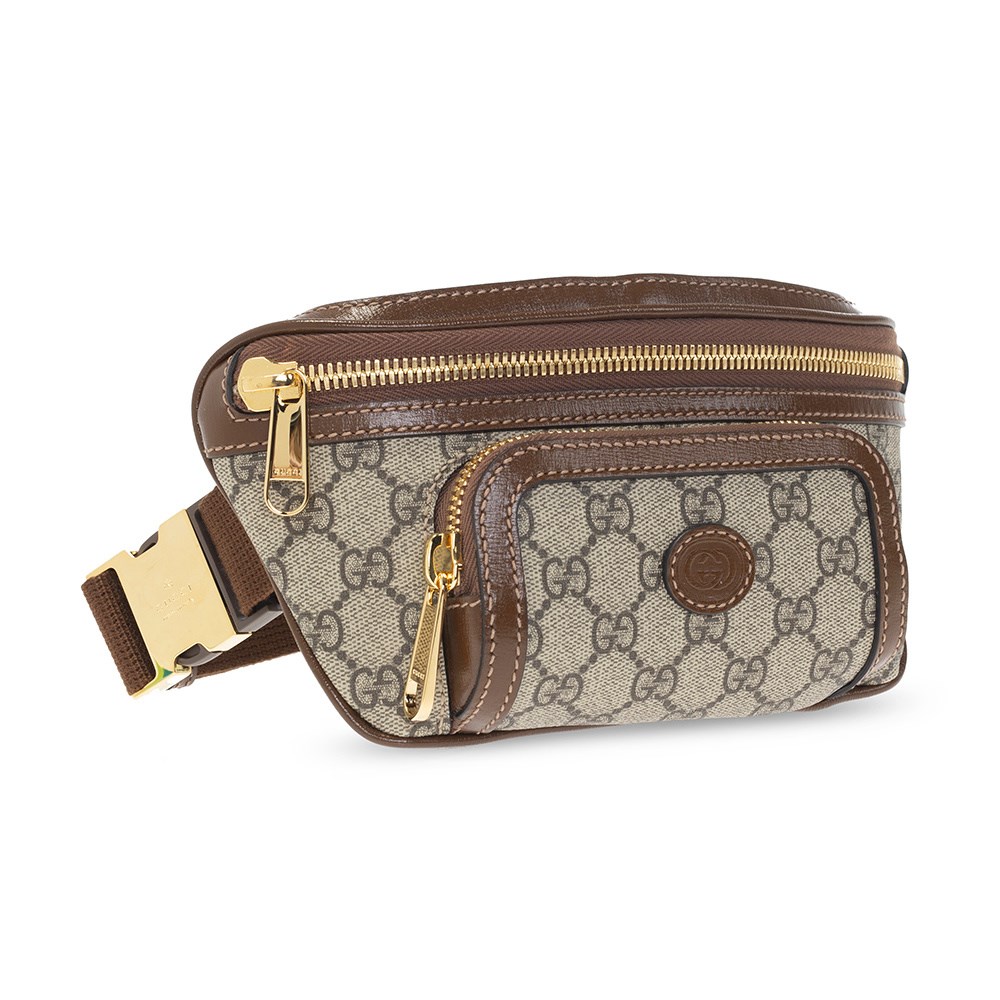 【GUCCI 古馳】682933新款Retro系列GG Supreme帆布胸腰包 (棕色90CM)