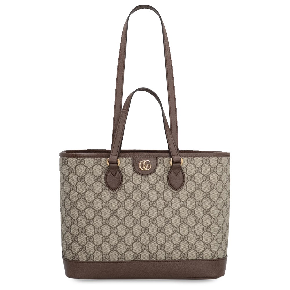 【GUCCI 古馳】 765043 經典GG Supreme帆布中型手提/肩背托特包(棕色)