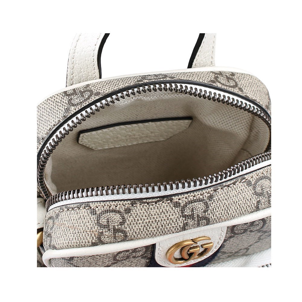 【GUCCI 古馳】671682 經典Ophidia系列GG supreme帆布肩背斜背手機包(白色)