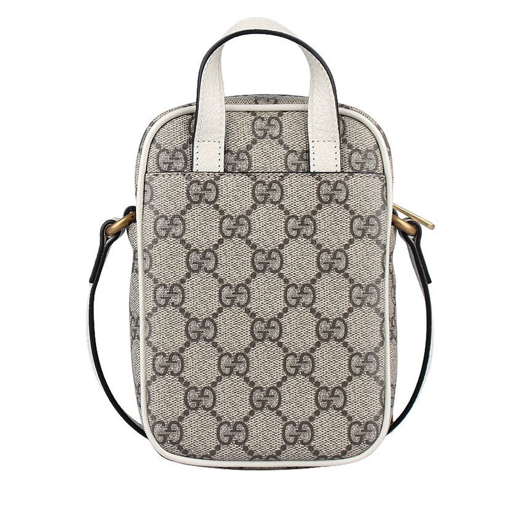 【GUCCI 古馳】671682 經典Ophidia系列GG supreme帆布肩背斜背手機包(白色)