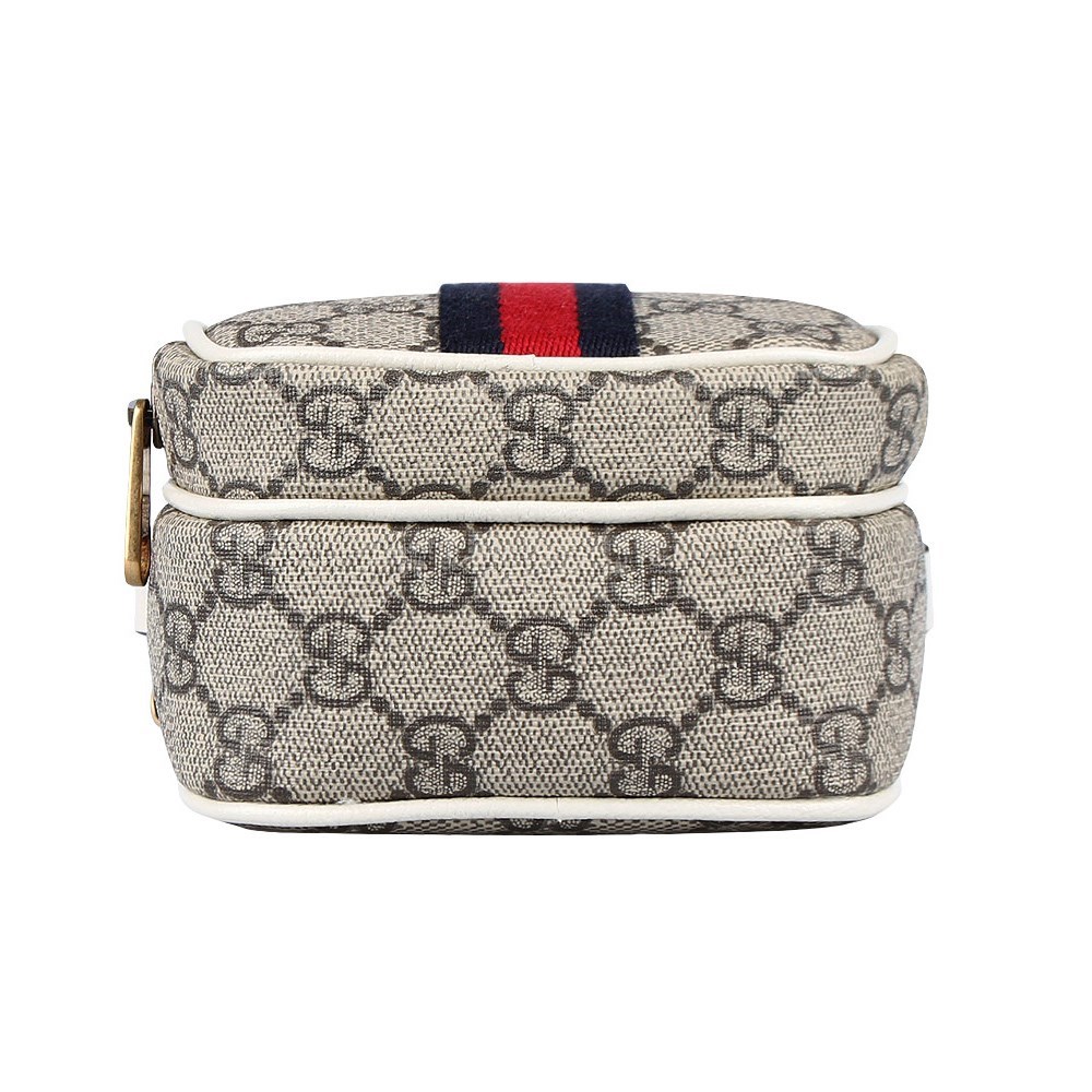 【GUCCI 古馳】671682 經典Ophidia系列GG supreme帆布肩背斜背手機包(白色)
