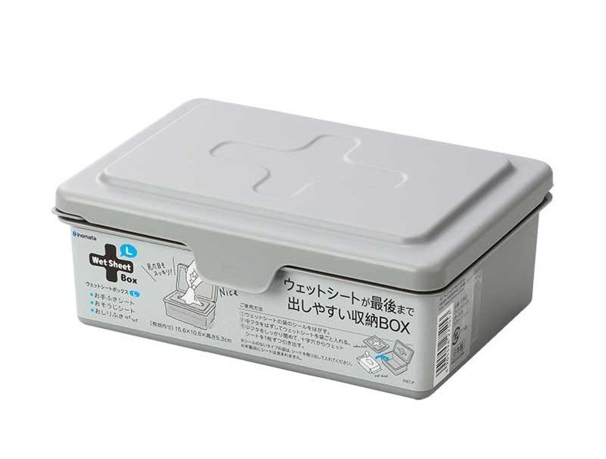 inomata  2750 濕紙巾收納盒-灰-L  4905596275053