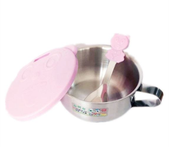 台灣製  甲庚 D-83 嘟酷熊 歐岱米林兒童碗附湯匙 4710423440838