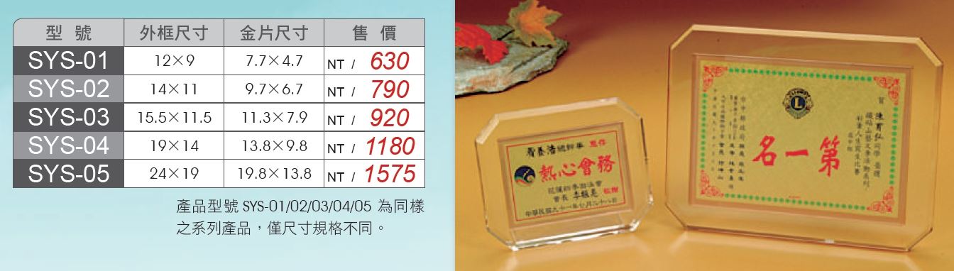 壓克力獎牌SYS-04