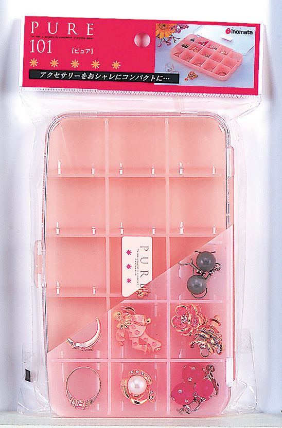 日本製  inomata 4101 15格掀蓋式三色多用途收納盒   4905596410133 