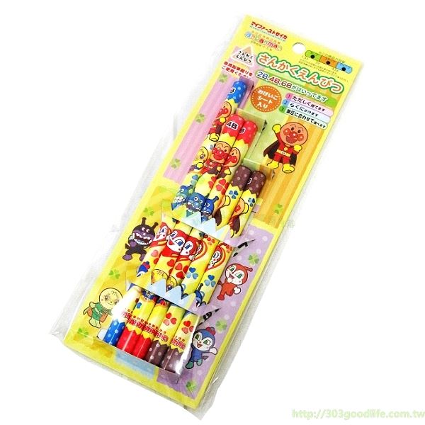 日本製  ANPANMAN  麵包超人2B-6B 3角鉛筆組    4901771046197