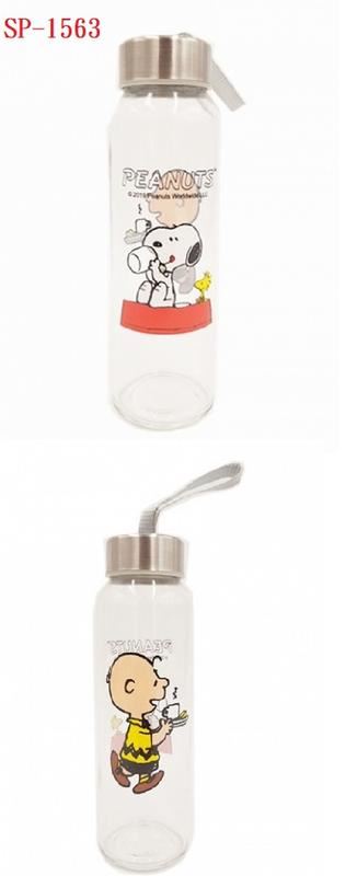 台灣製  Snoopy 史努比  巧用玻璃瓶  300ml   ~ SP-1562 .  SP-1563