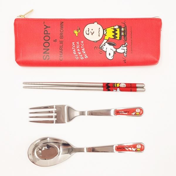   Snoopy 史努比  SP-1276  三件式不鏽鋼餐具組~藍色/黃色/紅色 4712977460447 