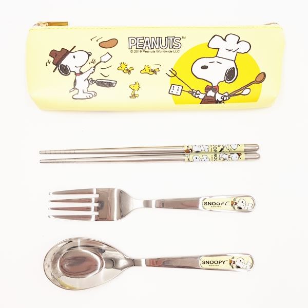   Snoopy 史努比  SP-1276  三件式不鏽鋼餐具組~藍色/黃色/紅色 4712977460447 