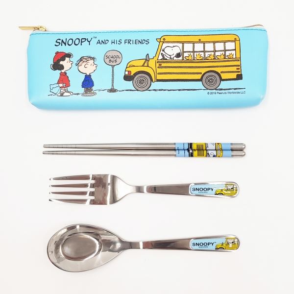   Snoopy 史努比  SP-1276  三件式不鏽鋼餐具組~藍色/黃色/紅色 4712977460447 