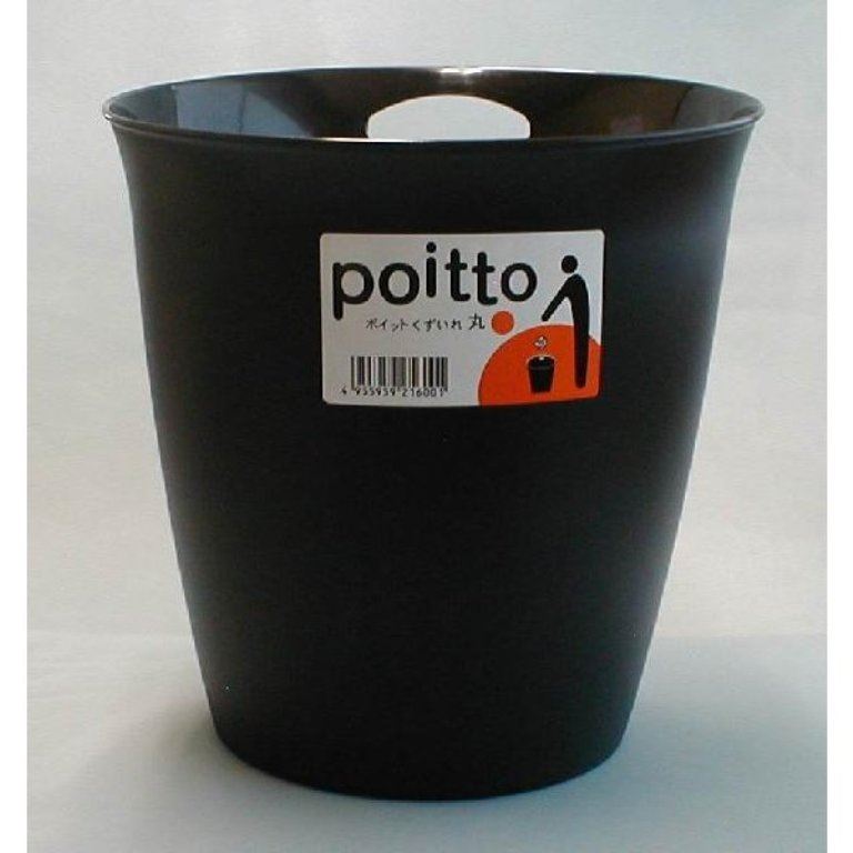 日本製  NAKAYA  poitto 新黑亮單耳圓型垃圾桶    4955959216001