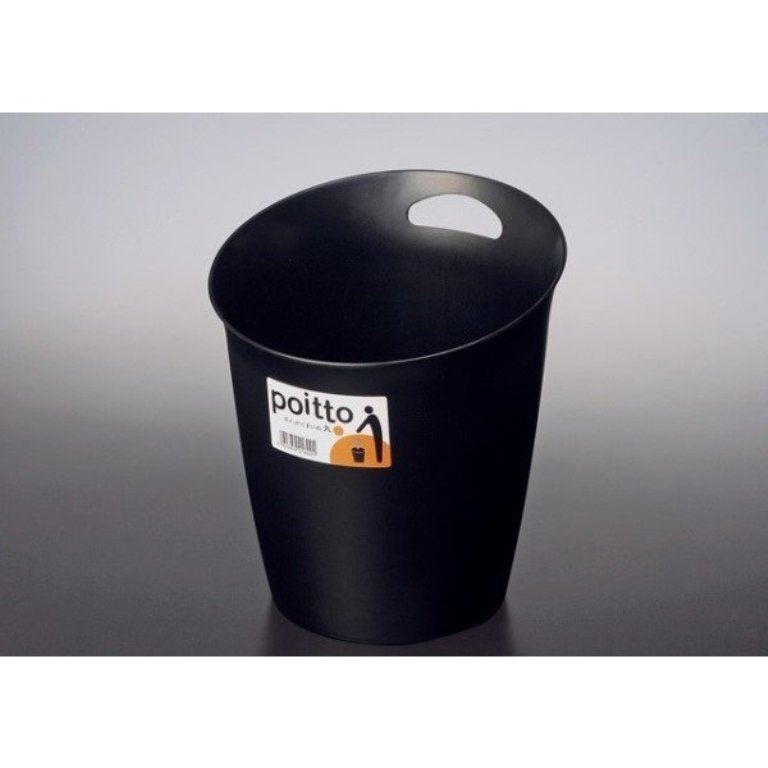日本製  NAKAYA  poitto 新黑亮單耳圓型垃圾桶    4955959216001