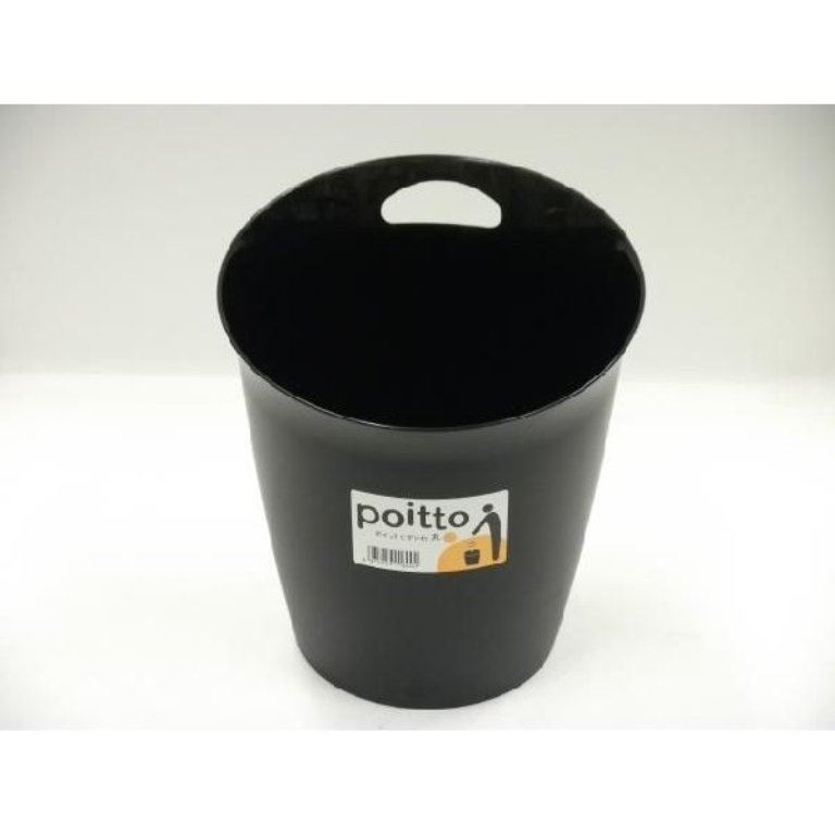 日本製  NAKAYA  poitto 新黑亮單耳圓型垃圾桶    4955959216001