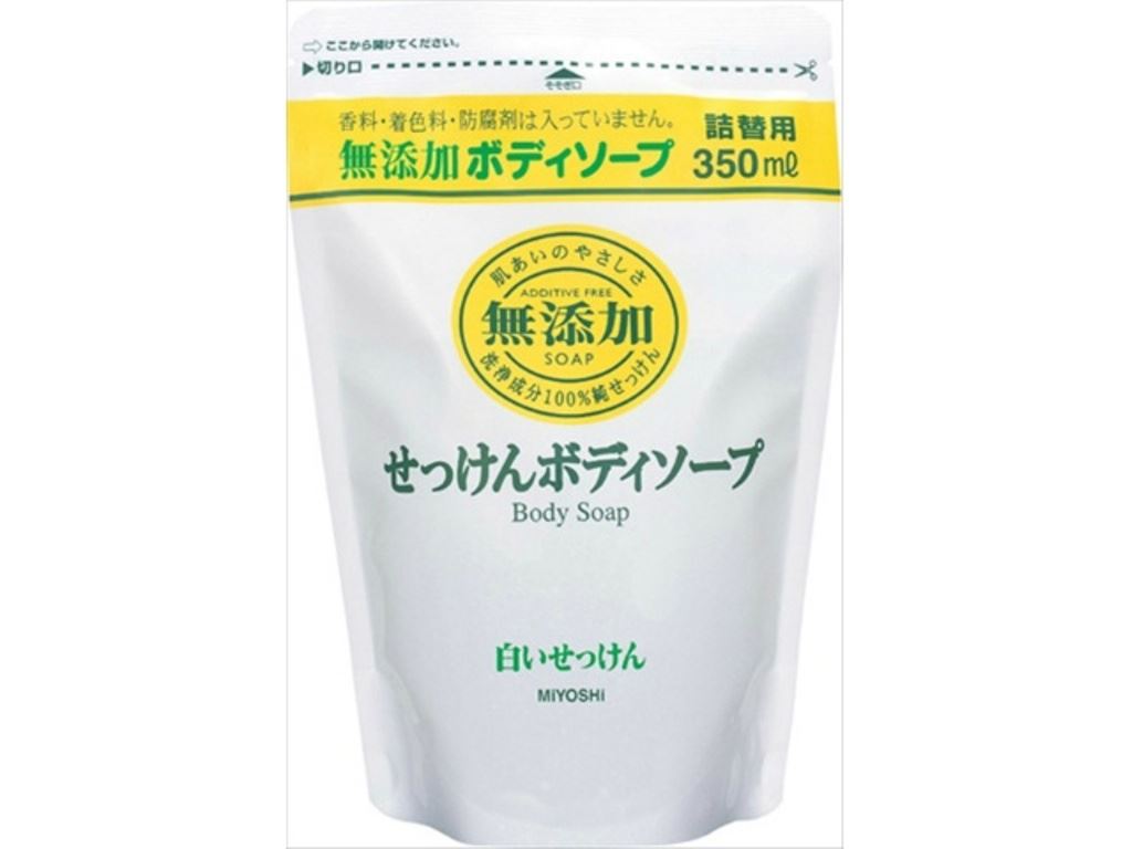 日本製 MIYOSHI 白色無添加沐浴精-補充包350ml    4904551100331