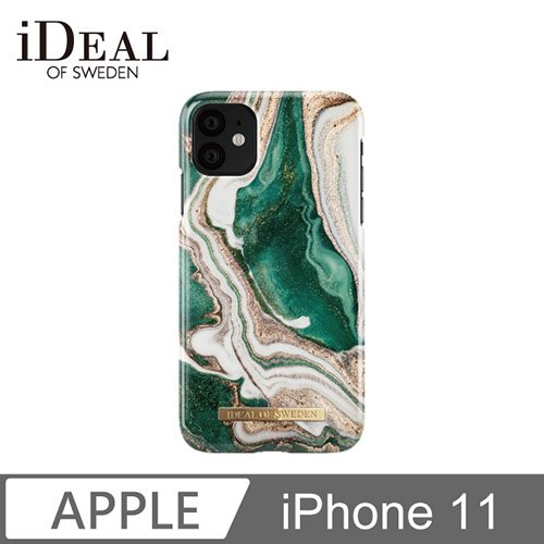 iDeal Of Sweden iPhone 11 北歐時尚瑞典流行手機殼-金色翡翠大理石