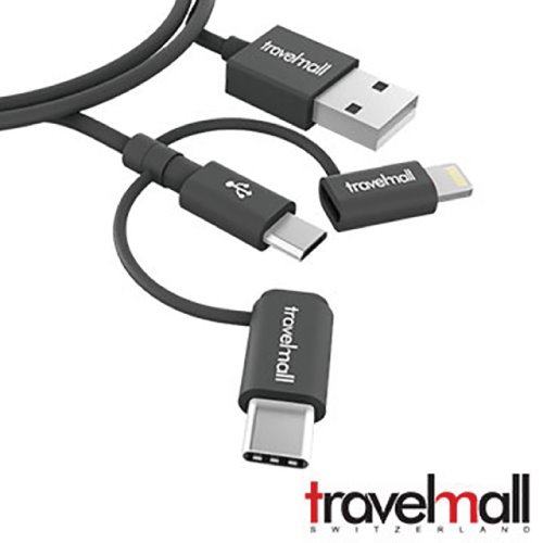 Travelmall 3in1 數據傳輸/快充線 -Lightning, Micro-USB & USB-C 3IN1 cable 黑