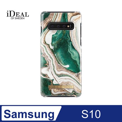 iDeal Of Sweden Samsung Galaxy S10 北歐時尚瑞典流行手機殼-金色翡翠大理石
