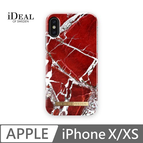 iDeal Of Sweden iPhone X/Xs 北歐時尚瑞典流行手機殼-斐紅珠寶大理石