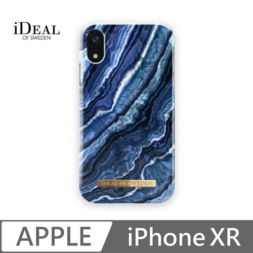 iDeal Of Sweden iPhone XR 北歐時尚瑞典流行手機殼-靛藍漩渦大理石