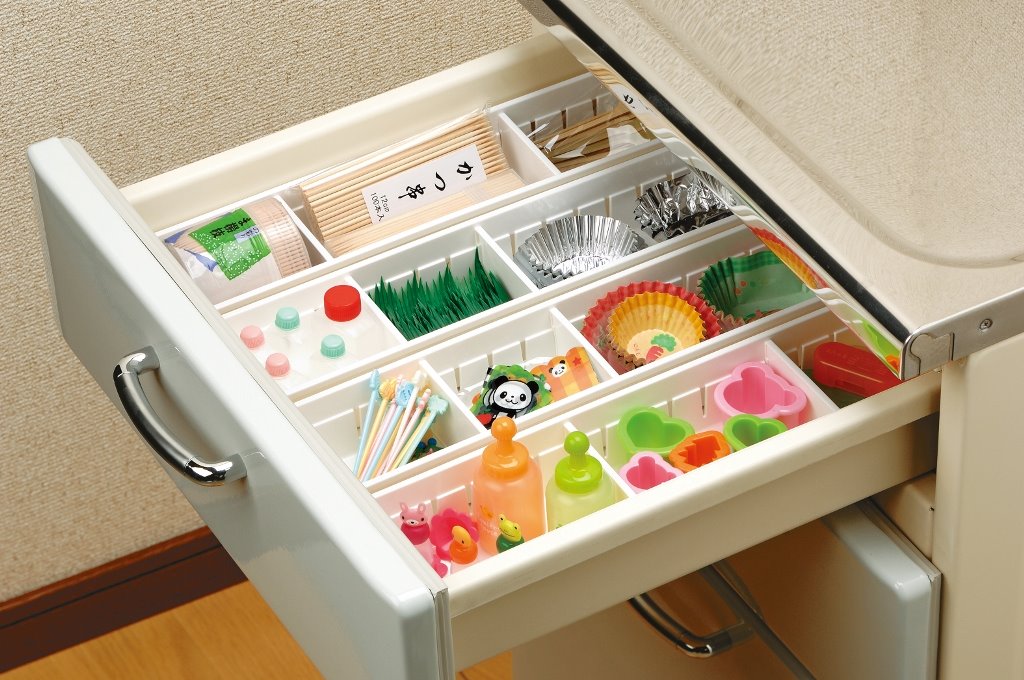 日本製  inomata  0073刀叉餐具分格整理收納盒(大) -白 / -透
