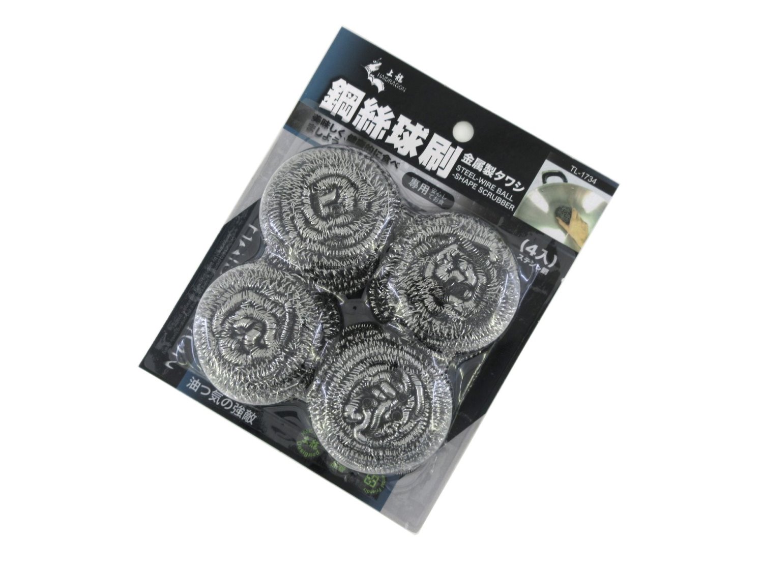 台灣製   上龍   龍族鋼絲球刷/  TL-1734 鋼絲球刷/潔鍋刷 鋼絲球 鋼刷 -4入   4713537017347