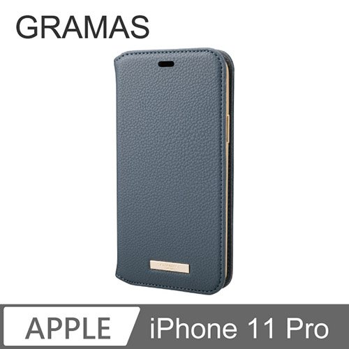 GRAMAS iPhone 11 Pro 時尚工藝 掀蓋式皮套- Shrink (藍)