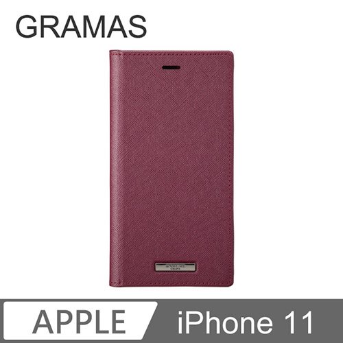 GRAMAS iPhone 11 職匠工藝 掀蓋式皮套- EURO (酒紅)