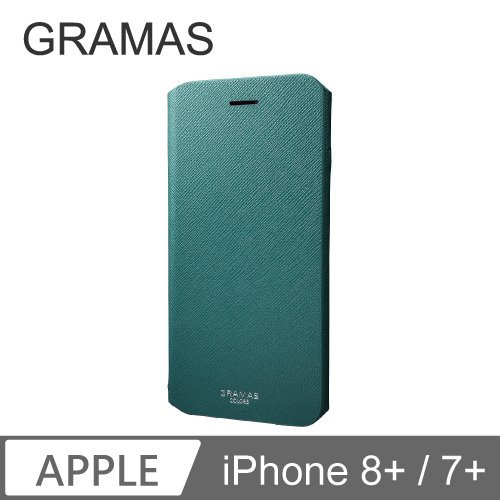 GRAMAS iPhone 7+/8+ 職匠工藝 掀蓋式皮套- EURO (綠)