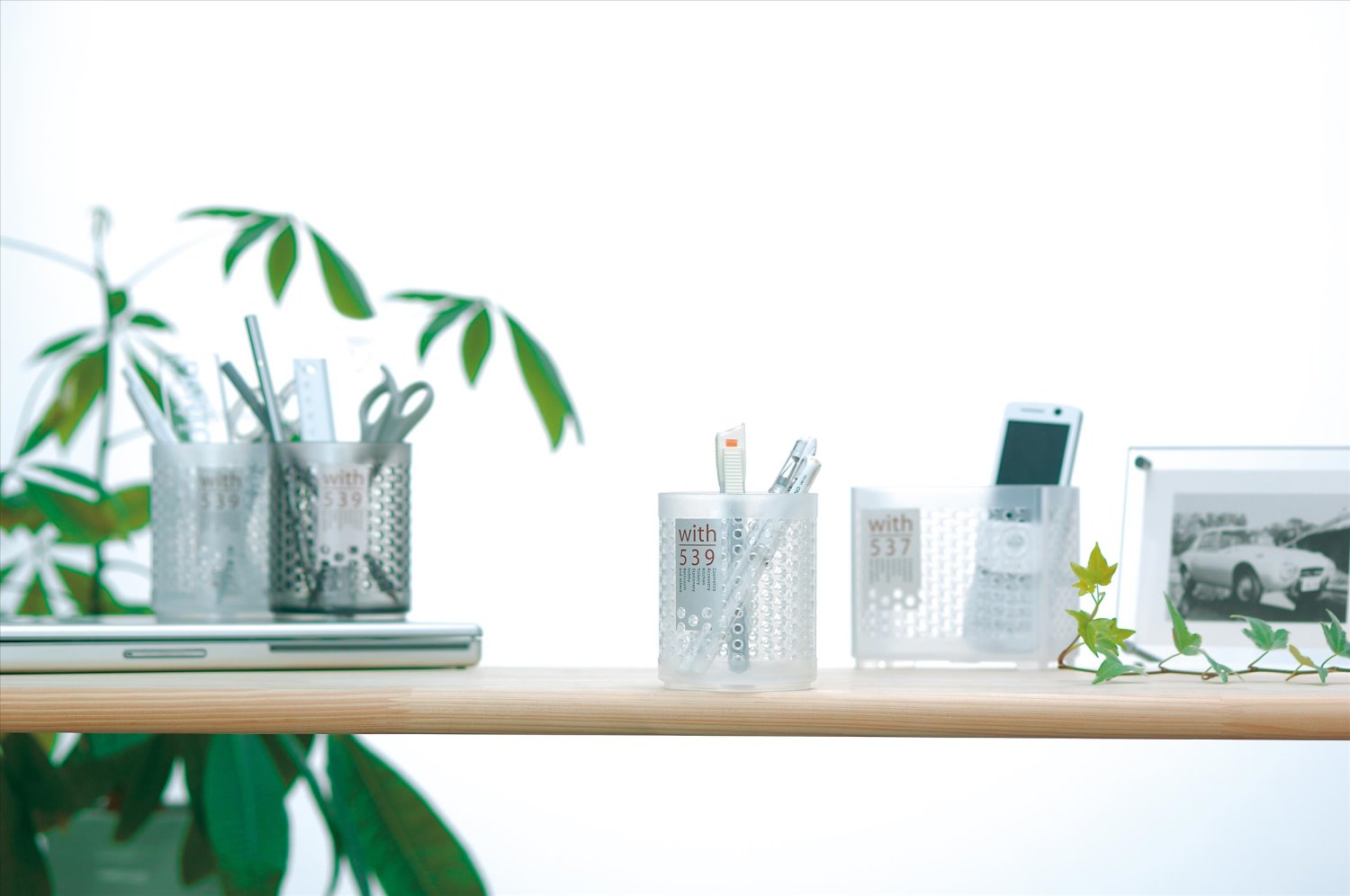 日本製   inomata  4539 壓克力桌上型圓形筆桶置物收納桶  (丸)~白  4905596453987