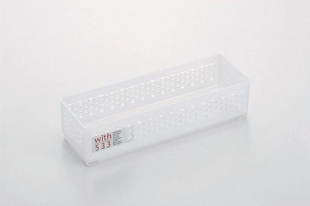 日本製   inomata  4533壓克力桌上型細長角收納籃 ~白 4905596453383