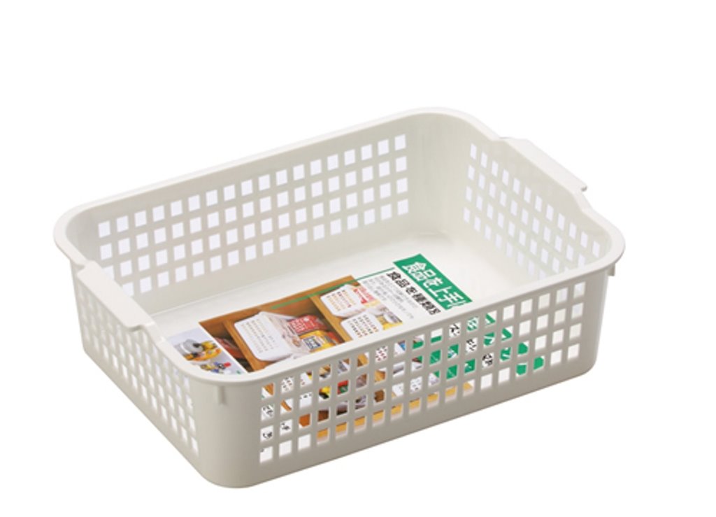 日本製  inomata   4518 小長方多用途收納整理籃 ~ 白 / -透明