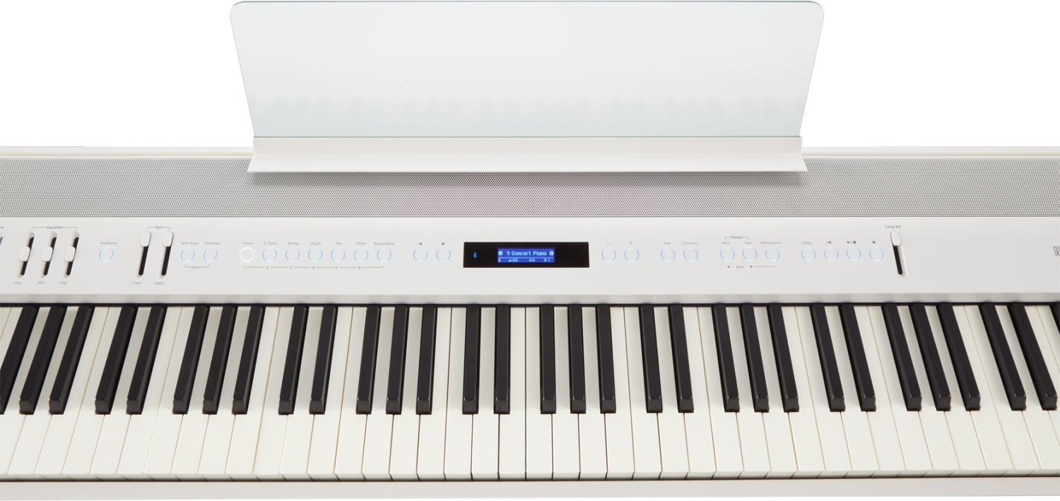 Roland FP-60X 電鋼琴 (1) 中文說明書/使用手冊/保固卡 (2) 譜板 (3) 變壓器 (4) 電源線5三音延音踏板6琴架7電鋼琴專用椅