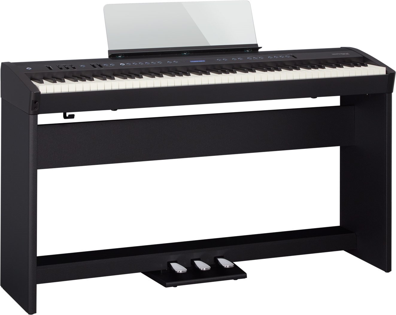 Roland FP-60X 電鋼琴 (1) 中文說明書/使用手冊/保固卡 (2) 譜板 (3) 變壓器 (4) 電源線5三音延音踏板6琴架7電鋼琴專用椅