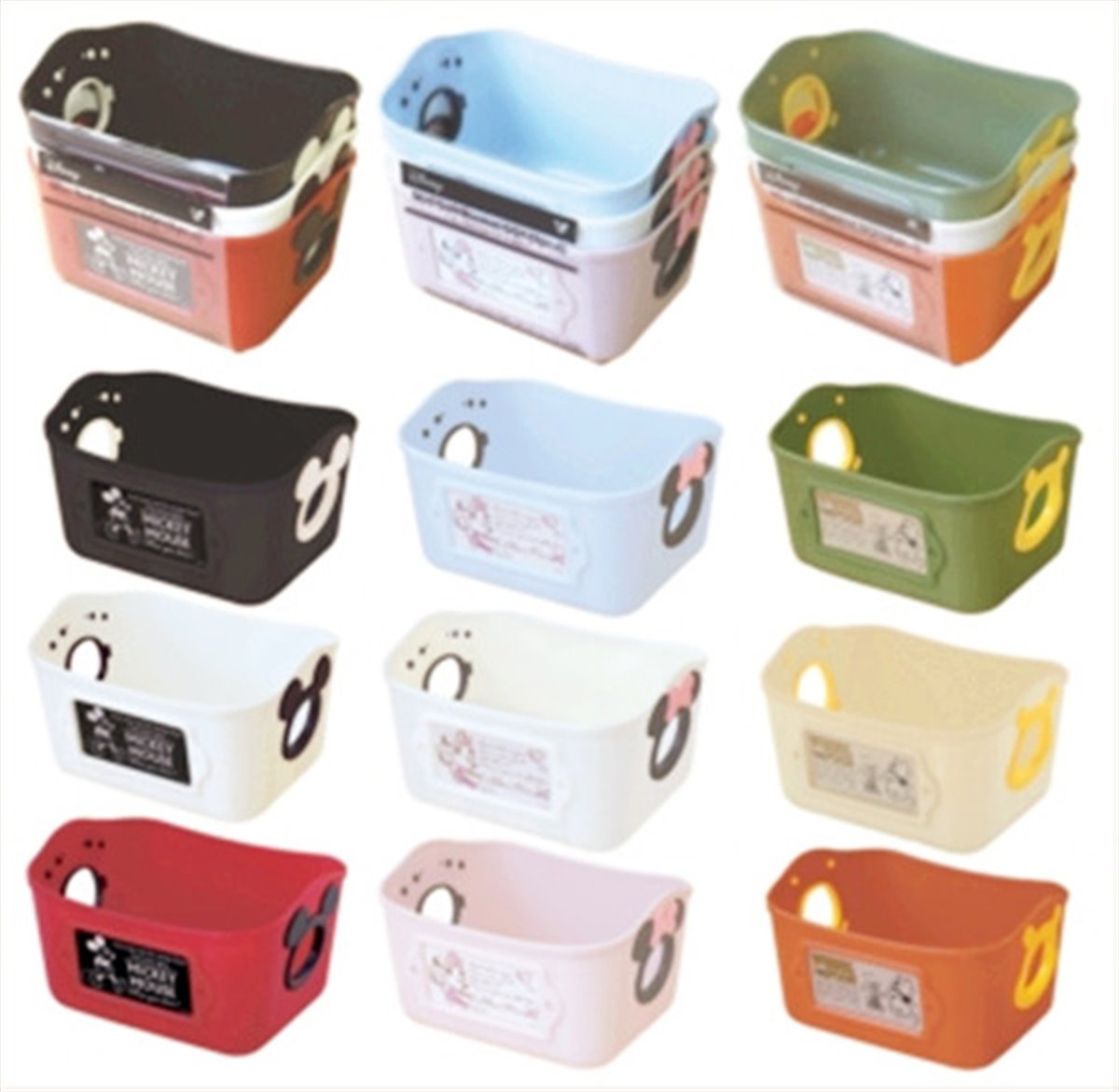 日本製  Disney  迪士尼系列  SQ1 (3P-AD) 迷你收納籃組.置物籃 500ml-3P/組~ Mickey米奇/- Minnie米妮/- Winnie the Pooh 小熊維尼