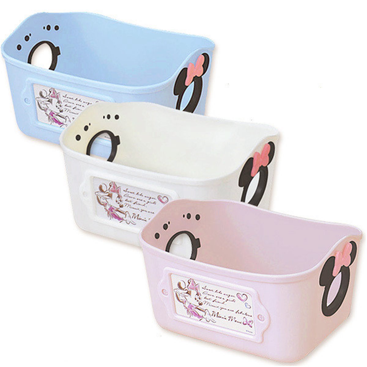 日本製  Disney  迪士尼系列  SQ1 (3P-AD) 迷你收納籃組.置物籃 500ml-3P/組~ Mickey米奇/- Minnie米妮/- Winnie the Pooh 小熊維尼