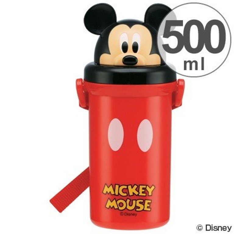 Disney  迪士尼系列  造型彈跳吸管水壺500ml 附揹繩~米奇/-米妮