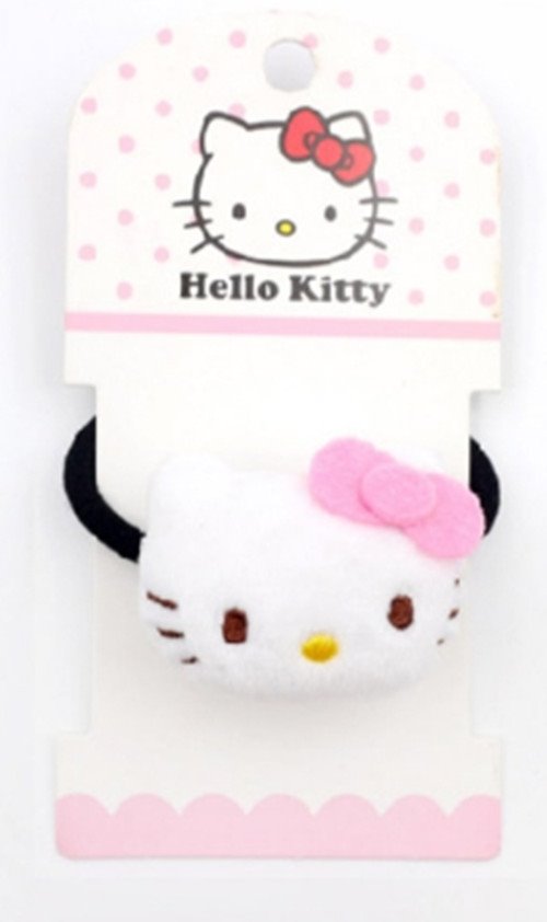 三麗鷗系列 Hello Kitty凱蒂貓 絨毛立體頭 ~ 髮夾KT-1141粉.紅  / -鬆緊帶髮圈束KT-1142 -粉.紅  