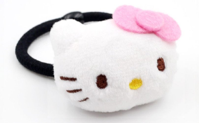 三麗鷗系列 Hello Kitty凱蒂貓 絨毛立體頭 ~ 髮夾KT-1141粉.紅  / -鬆緊帶髮圈束KT-1142 -粉.紅  