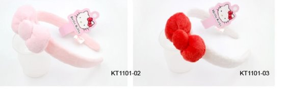 三麗鷗系列 Hello Kitty 凱蒂貓KT-1101 絨毛立體蝴蝶結髮箍~粉.白 - 4712977461017