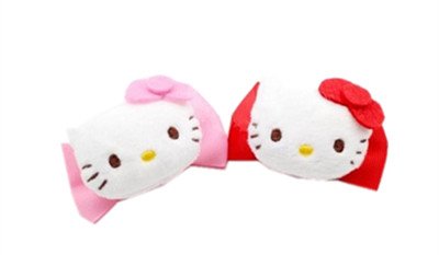 三麗鷗系列 Hello Kitty凱蒂貓 絨毛立體頭蝴蝶髮夾  KT-1140~粉.紅 4712977461406