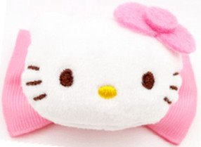 三麗鷗系列 Hello Kitty凱蒂貓 絨毛立體頭蝴蝶髮夾  KT-1140~粉.紅 4712977461406