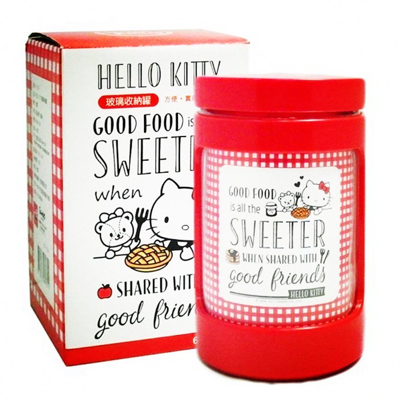 台灣製  三麗鷗系列 Hello Kitty凱蒂貓.蛋黃哥 玻璃收納罐 600ml ~ KT-1231  / 蛋黃哥-GU-1232
