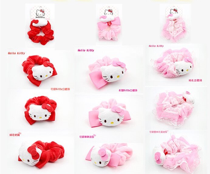 三麗鷗系列 Hello Kitty凱蒂貓 絨毛立體頭 大腸圈.髮圈 KT-1139-粉.紅 4712977461390