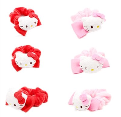 三麗鷗系列 Hello Kitty凱蒂貓 絨毛立體頭 大腸圈.髮圈 KT-1139-粉.紅 4712977461390