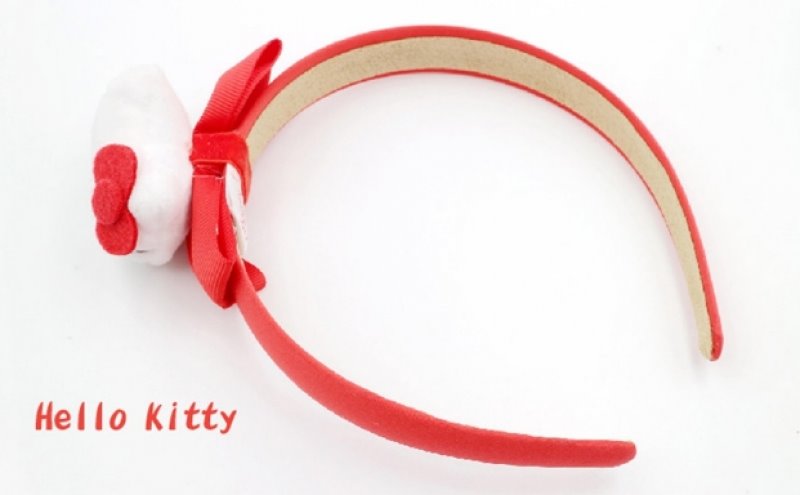 三麗鷗系列 Hello Kitty凱蒂貓 絨毛立體頭 髮箍.髮框~KT-1138-粉.紅 -4712977461383