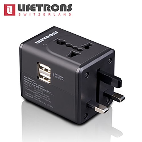 Lifetrons 雙USB多國旅行轉換插頭(10.5W)TW版-黑