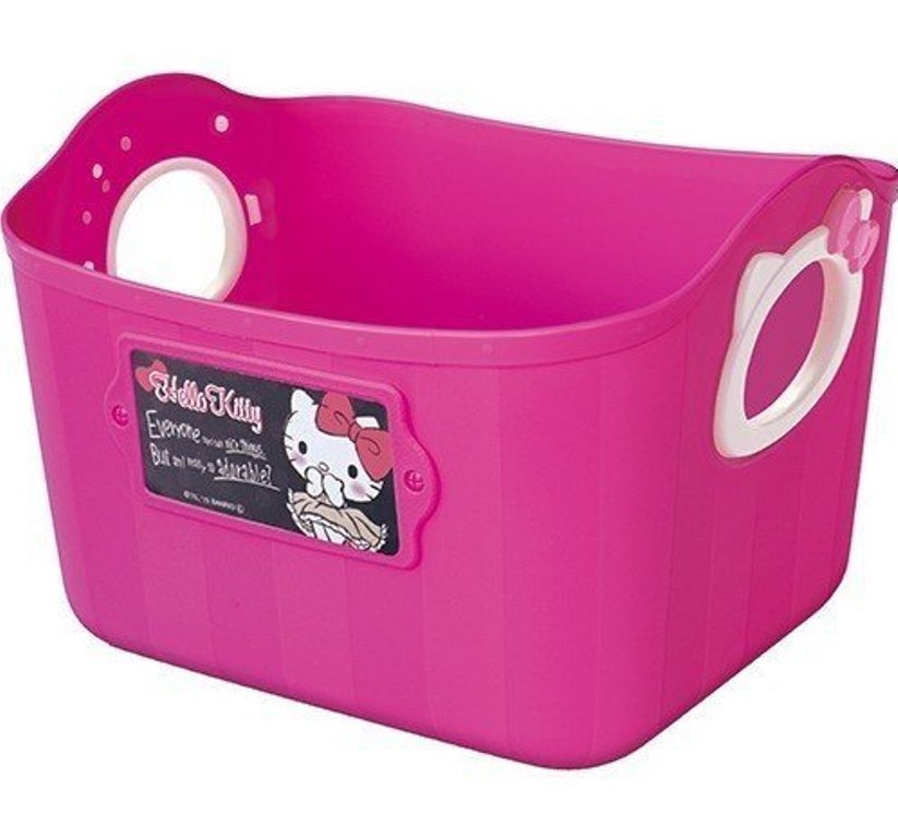 日本製 三麗鷗系列 Hello Kitty凱蒂貓 SQ5 KT小收納籃.收納置物籃 2.5L -桃粉 / -櫻桃紅