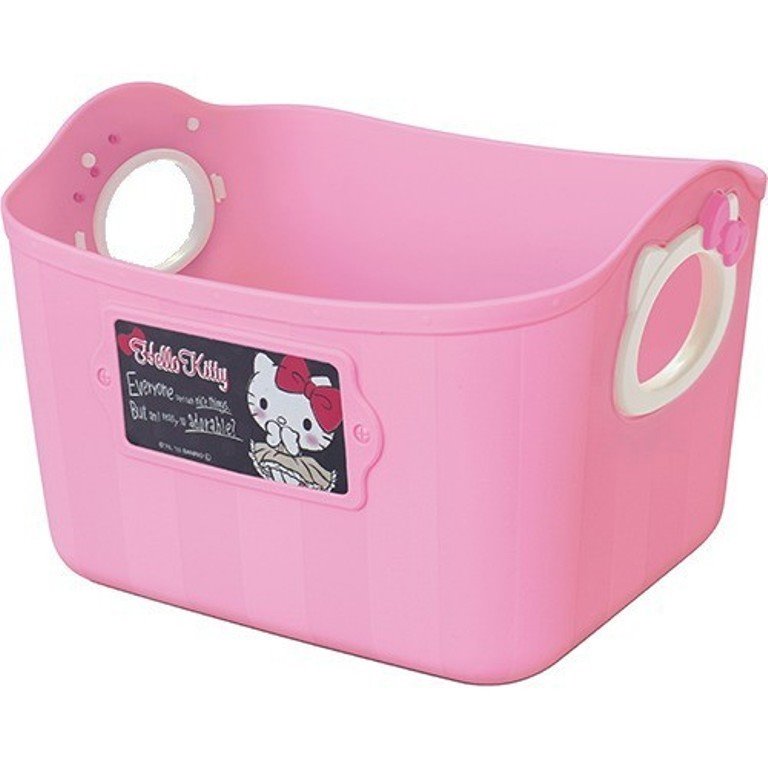 日本製 三麗鷗系列 Hello Kitty凱蒂貓 SQ5 KT小收納籃.收納置物籃 2.5L -桃粉 / -櫻桃紅